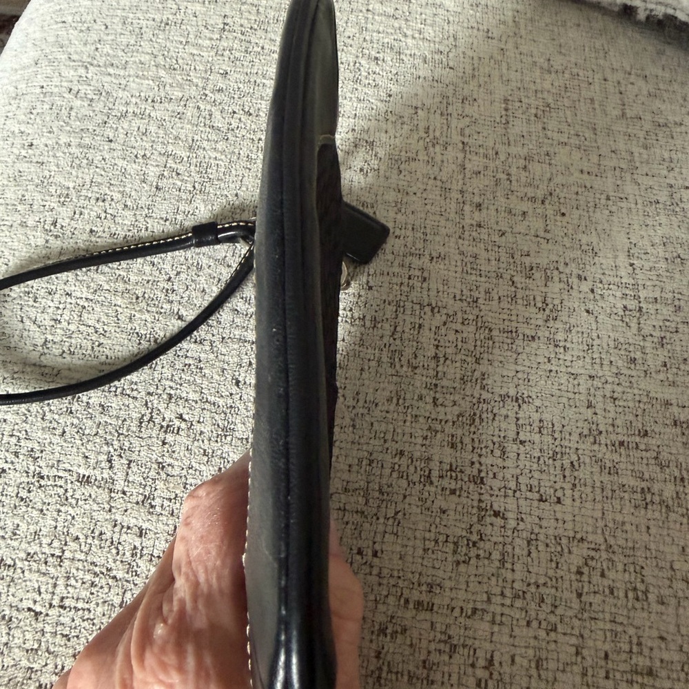 Coach Y2K Black Mini C Jaquard/Leather Wristlet EUC 6x4 - Picture 7 of 7